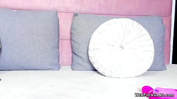 Hot shaved pussy brunette amateur colombian babe alissontaylorr in black stockings laying in bed with pink remote controlled vibrator inserted