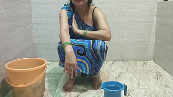 Indian step mother in toilet step son stuck penis in hand horny talk in dirty hindi