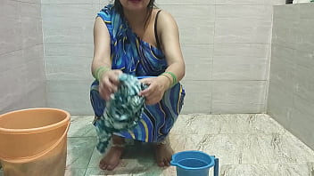 Indian step mother in toilet step son stuck penis in hand horny talk in dirty hindi