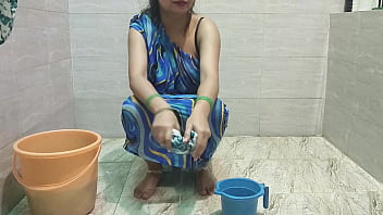 Indian step mother in toilet step son stuck penis in hand horny talk in dirty hindi