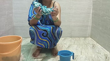 Indian step mother in toilet step son stuck penis in hand horny talk in dirty hindi