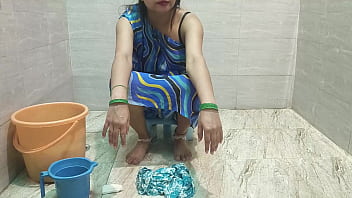 Indian step mother in toilet step son stuck penis in hand horny talk in dirty hindi