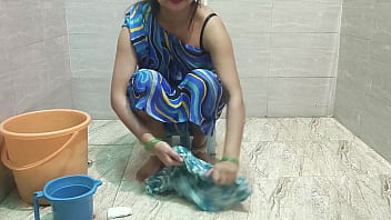 Indian step mother in toilet step son stuck penis in hand horny talk in dirty hindi