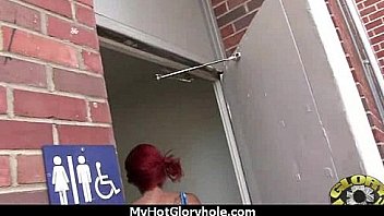 Babe sucks and fucks black cock at gloryhole 20