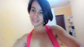 All body from below tits pressing and bouncing