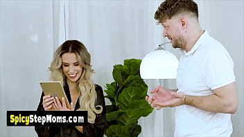 Blonde golddigger stepmother tries taboo fucking