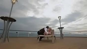 Nataly is sunbathing on the deck of a ship and gets fucked