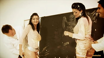 Two Lovely Painter Chicks Got Talked Into Sucking On Two Big Delicious Cocks Before Getting Their Pussy Smashed Until They Get Rewarded With Facials thumbnail