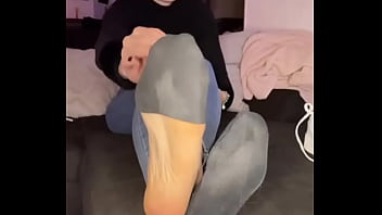 Kneel in front of the couch then you can already smell my sweaty feet •full video tonight on of #feet #bla