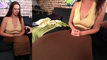 Alisha is trying on a simple zip halter and i take a peek inside