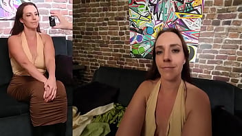 Alisha is trying on a simple zip halter and i take a peek inside