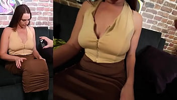 Alisha is trying on a simple zip halter and i take a peek inside