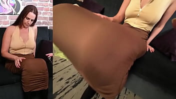 Alisha is trying on a simple zip halter and i take a peek inside