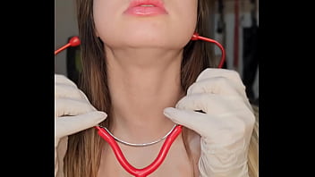 Naughty nurse extract your cum on her latex gloves