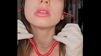 Naughty nurse extract your cum on her latex gloves