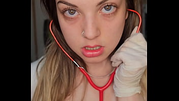 Naughty nurse extract your cum on her latex gloves