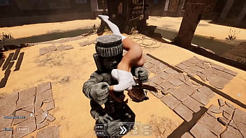 Lara croft's deep throat tries out a new technique to awaken a statue in a tomb