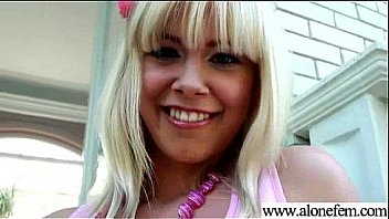 Alone horny girl start play with things as sex toys vid 21