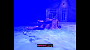 Missionary at night at the pool