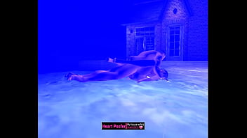 Missionary at night at the pool Missionary at night at the pool