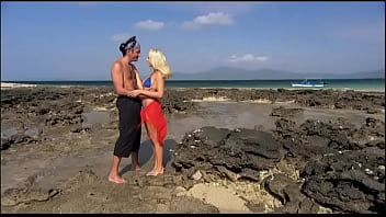 Blonde beauty diana gold gets fucked in the ass on some rocks