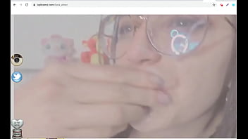 Babe spits on dildo cam