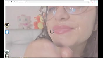 Babe spits on dildo cam