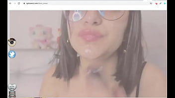 Babe spits on dildo cam