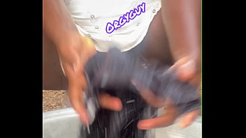 Peep me wash dirty thongs outside