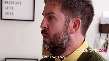 Blonde milf dominates stepson while hubby watches and joins the fun