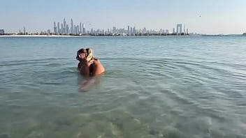 Monika fox swims naked in sea and walks along beach free