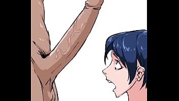 Una mujer animada goza de una gran polla