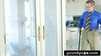 Hot blonde beauty riding her stepgrandpa's dick after taking naughty pictures