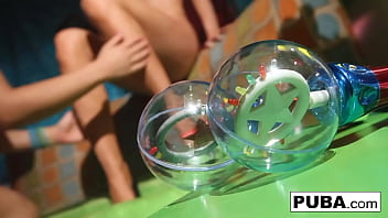 Brunette babes lick each other