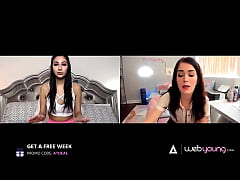 Play MP4 - Gorgeous Teens Gianna Dior & Evelyn Claire Have Distant Video Call Sex For Their First Date