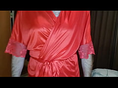 Play MP4 - Crossdresser wears red Marie-Jo lingerie&period;