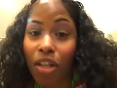 Play MP4 - Ebony chick in white fishnet stockings pissing in the toilet and filming