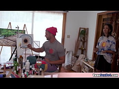 Play MP4 - His new model is a beautiful ebony teen so its time to give her a taste from that painter cock