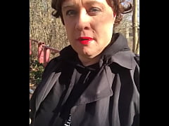 Play MP4 - karenbabes uk tgirl lifts skirt outdoors to flash stockings n squeeze her cock