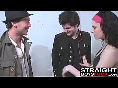 Play MP4 - Nasty amateur brunette loves to blow this two big cocks