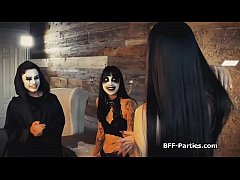 Play MP4 - Halloween video shoot turns to foursome cock sharing party