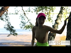 Play MP4 - MY18TEENS - Adorable skinny girl fingering her tight pussy outdoor