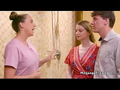 Play MP4 - MILF masseuse helps teen couple relax the kinky way