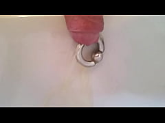 Play MP4 - Taking a piddle with a 8mm pierced prince albert