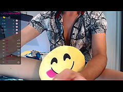 Play MP4 - A shy young man masturbates placing a pillow in front of him so they can't see his huge cock&comma; he doesn't realize that his big bright pink head of penis is reaching up to look beautiful&period;