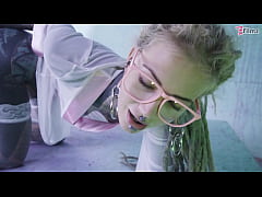 Play MP4 - Tattood Girl with Glasses and buttplug Fucks a Tattooed Dick&comma; DP&comma; Facial