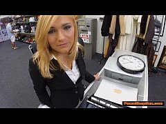 Play MP4 - Blonde MILF tries to enjoy Pawnshop owners cock for cash