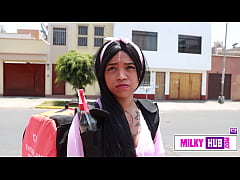 Play MP4 - Venusslynn would rather do porn casting than continue in her current job as a delivery girl&comma; she likes to take the cum