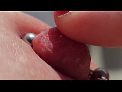 Play MP4 - Playing Pierced Nipples Close Up on Balcony