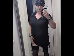 Play MP4 - Sissy in chastity dances in stockings & heels with big fake tits &mdash; Wednesday Addams cosplay